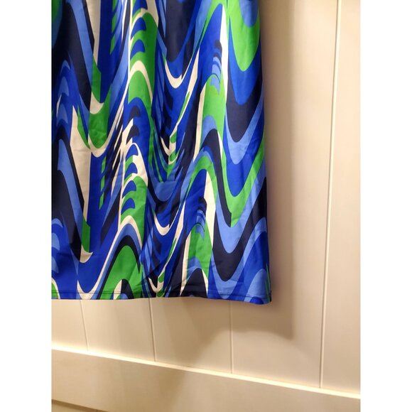 Jude Connally Blue & Green Swirl Print Sleeveless Keyhole Neckline Dress Small - Picture 2 of 10